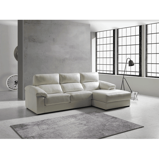Chaise longue pele WILLY dereita 4 lugares bege