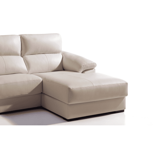 Chaise longue pele WILLY dereita 4 lugares bege