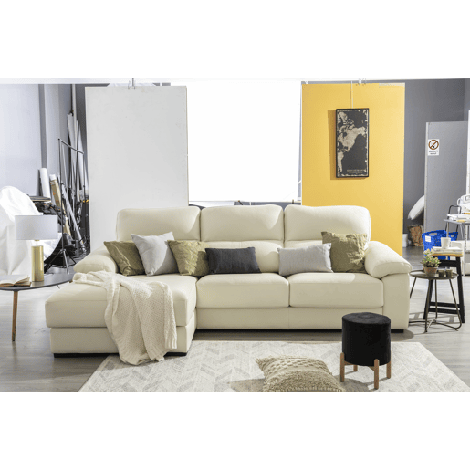 Chaise longue pele WILLY esquerda 4 lugares branco Chaise longue pele WILLY esquerda 4 lugares branco