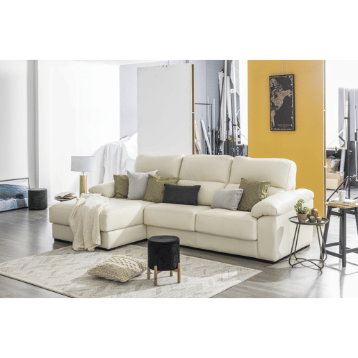Chaise longue pele WILLY esquerda 4 lugares branco Chaise longue pele WILLY esquerda 4 lugares branco