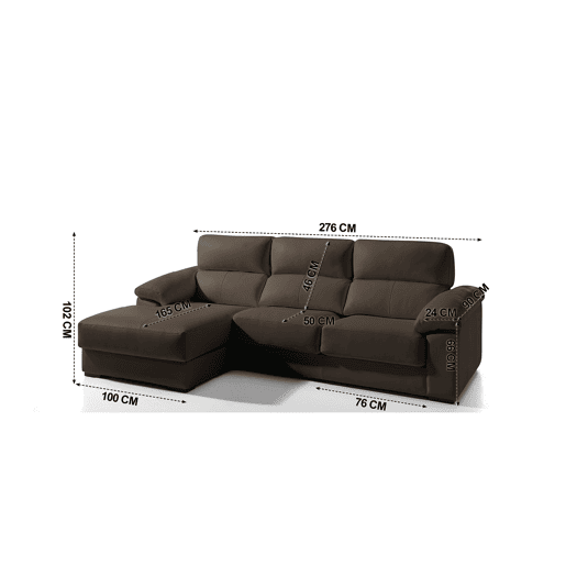 Chaise longue pele WILLY esquerda 4 lugares chocolate Chaise longue pele WILLY esquerda 4 lugares chocolate