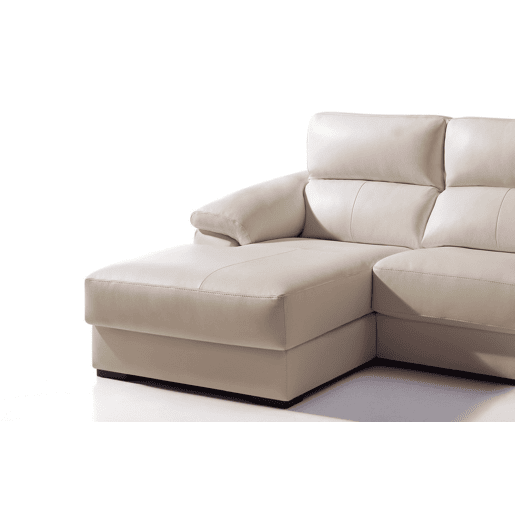Chaise longue pele WILLY esquerda 4 lugares bege Chaise longue pele WILLY esquerda 4 lugares bege
