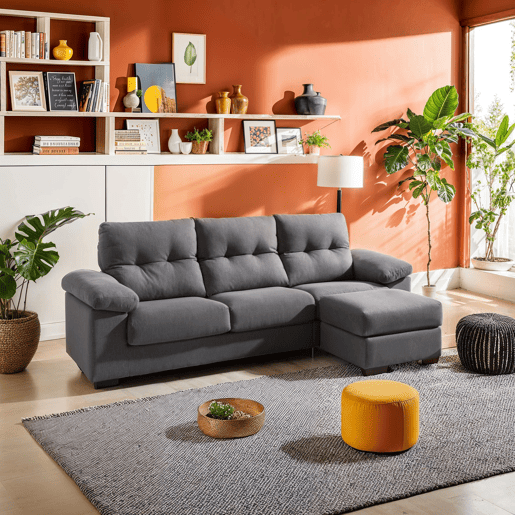 Chaise longue MIA reversível 4 lugares cinza escuro
