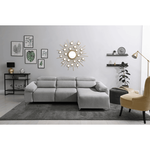 Chaise longue elétrica BALIO lado dereito cor cinza claro