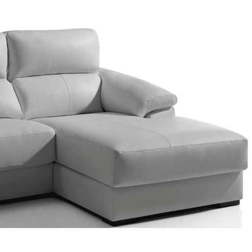 Chaise longue pele WILLY dereita 4 lugares cinza