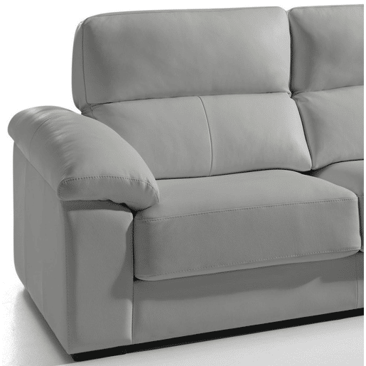 Chaise longue pele WILLY dereita 4 lugares cinza