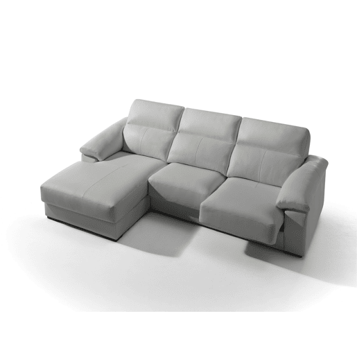 Chaise longue pele WILLY esquerda 4 lugares cinza