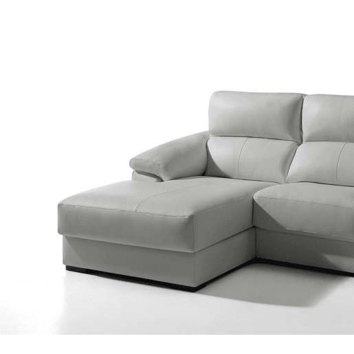 Chaise longue pele WILLY esquerda 4 lugares cinza