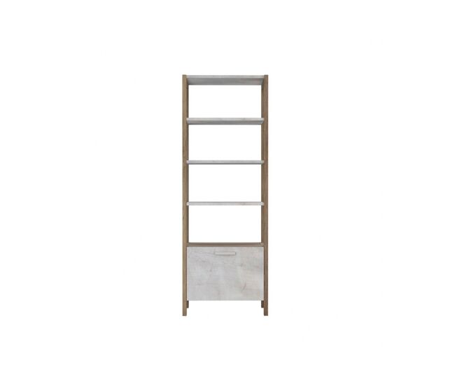 Estantería VERONA con 4 huecos y una puerta blanca y madera