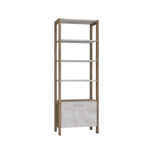 Estante VERONA com 4 aberturas e una porta branco e madeira