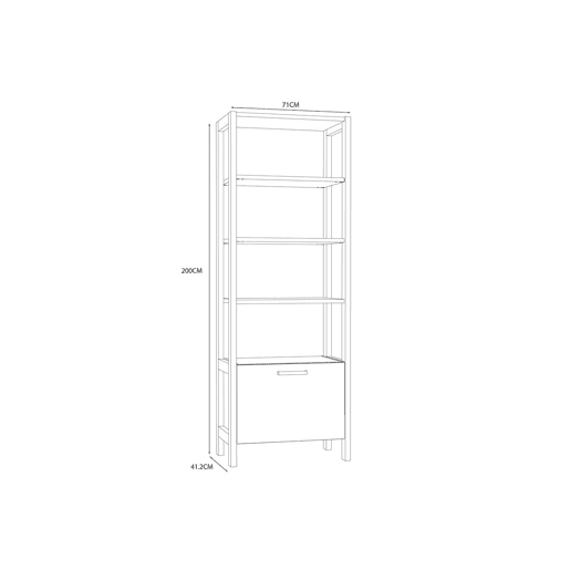 Estante VERONA com 4 aberturas e una porta branco e madeira