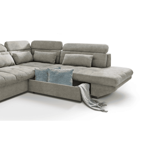 Sofá de canto com cama ETERNITY dereita 5 lugares vison