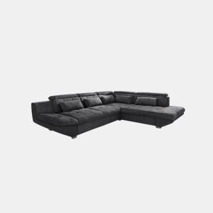 Sofá de canto com cama ETERNITY dereita 5 lugares antracite