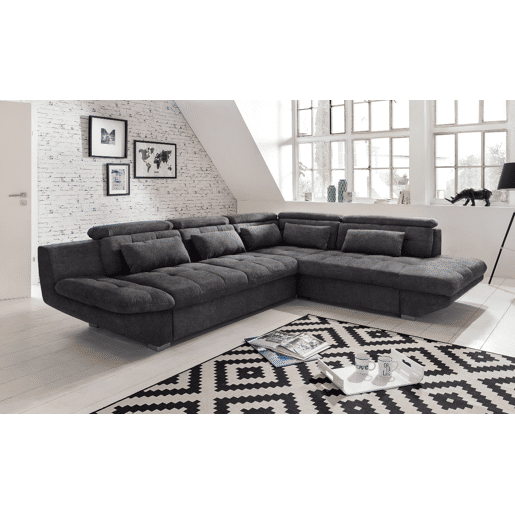 Sofá de canto com cama ETERNITY dereita 5 lugares antracite