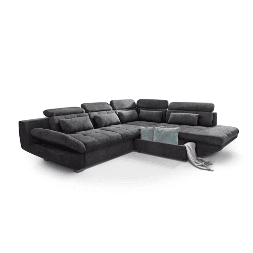 Sofá de canto com cama ETERNITY dereita 5 lugares antracite