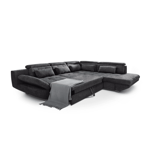 Sofá de canto com cama ETERNITY dereita 5 lugares antracite