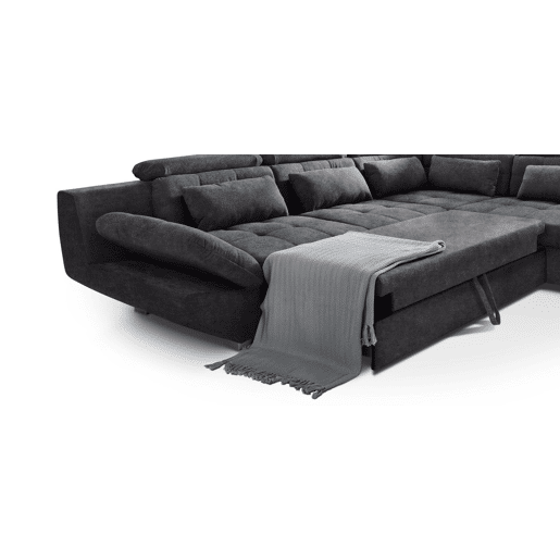 Sofá de canto com cama ETERNITY dereita 5 lugares antracite