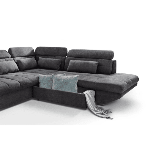 Sofá de canto com cama ETERNITY dereita 5 lugares antracite