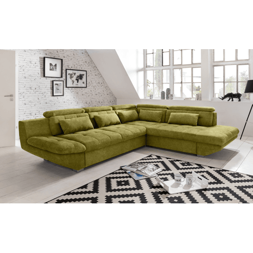 Sofá de canto com cama ETERNITY dereita 5 lugares verde