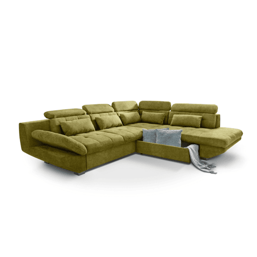 Sofá de canto com cama ETERNITY dereita 5 lugares verde