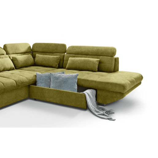 Sofá de canto com cama ETERNITY dereita 5 lugares verde