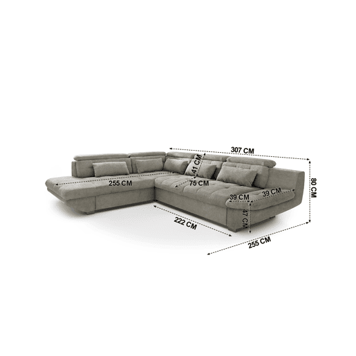 Sofá de canto com cama ETERNITY esquerda 5 lugares vison Sofá de canto com cama ETERNITY esquerda 5 lugares vison