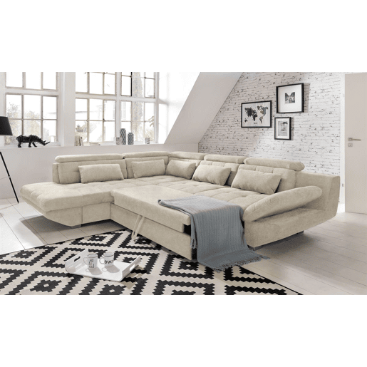 Sofá de canto com cama ETERNITY esquerda 5 lugares bege Sofá de canto com cama ETERNITY esquerda 5 lugares bege