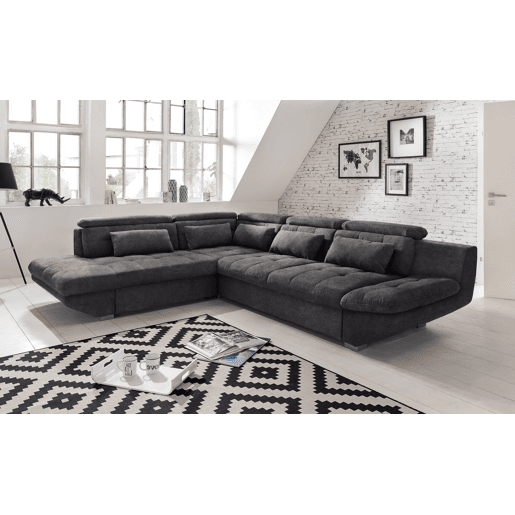 Sofá de canto com cama ETERNITY esquerda 5 lugares antracite