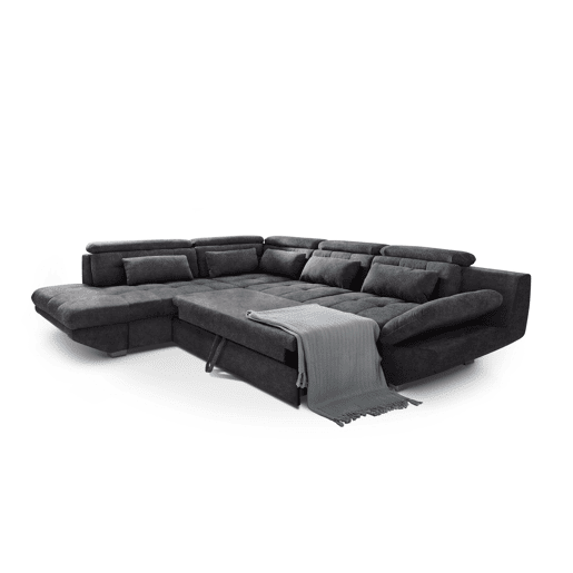 Sofá de canto com cama ETERNITY esquerda 5 lugares antracite