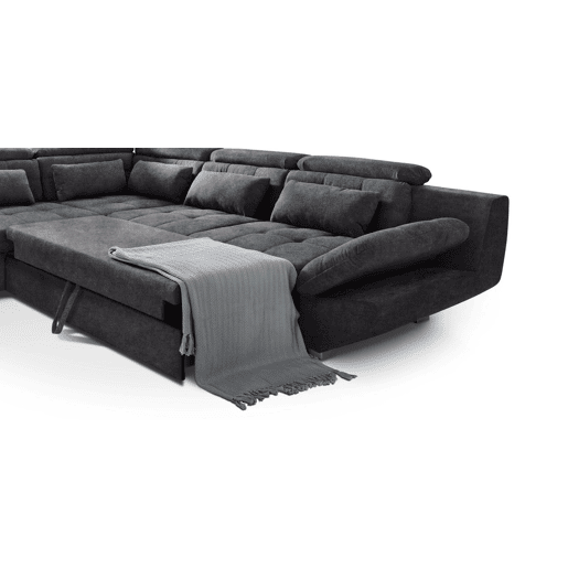 Sofá de canto com cama ETERNITY esquerda 5 lugares antracite