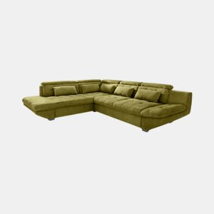 Sofá de canto com cama ETERNITY esquerda 5 lugares verde