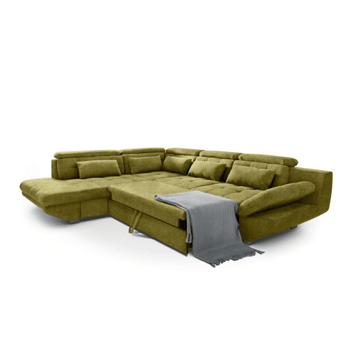 Sofá de canto com cama ETERNITY esquerda 5 lugares verde Sofá de canto com cama ETERNITY esquerda 5 lugares verde
