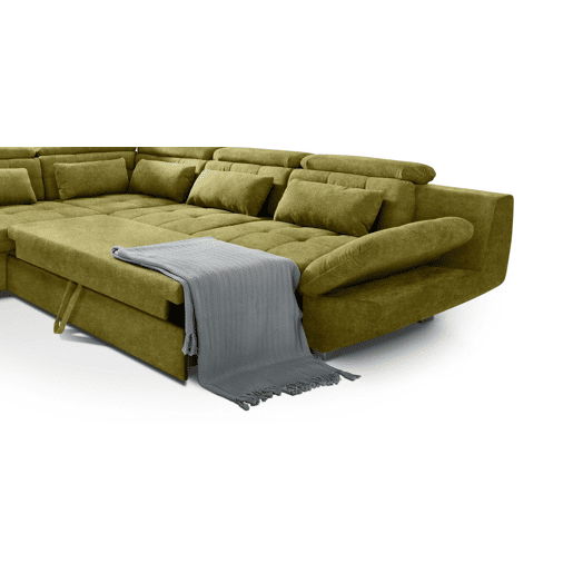 Sofá de canto com cama ETERNITY esquerda 5 lugares verde Sofá de canto com cama ETERNITY esquerda 5 lugares verde