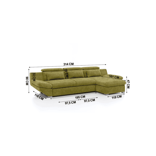 Chaise longue cama ETERNITY dereita 5 lugares verde