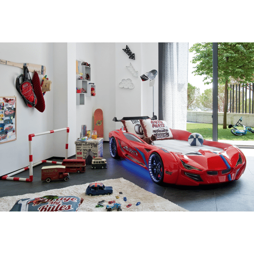 Cama carro LE MANS 90x190cm com luzes led