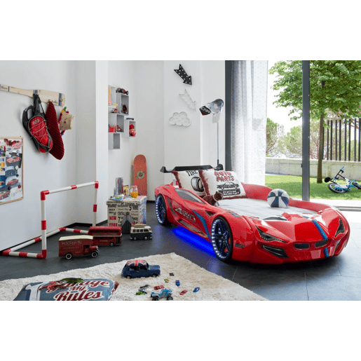 Cama carro LE MANS 90x190cm com luzes led