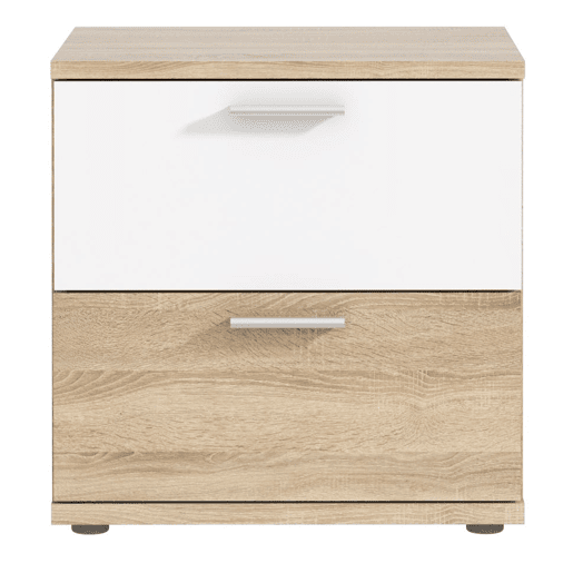 Mesa de cabeceira 2 gavetas SKIVE branco e madeira Mesa de cabeceira 2 gavetas SKIVE branco e madeira