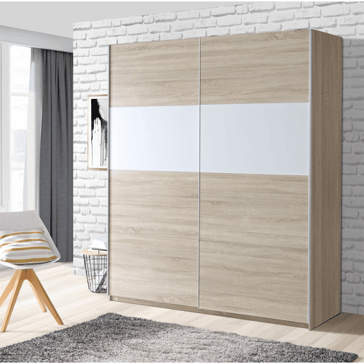Roupeiro SKIVE portas deslizantes 170x209cm carvalho