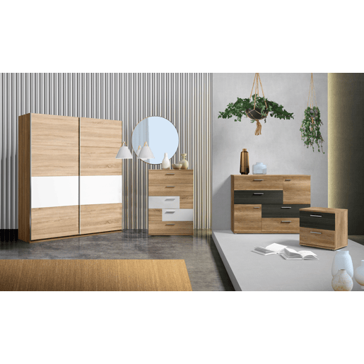 Roupeiro SKIVE portas deslizantes 170x209cm carvalho