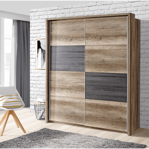 Roupeiro SKIVE portas deslizantes 170x209cm preto