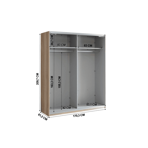 Roupeiro SKIVE portas deslizantes 170x209cm preto