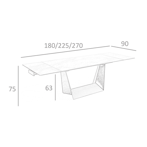 ANGEL CERDA Mesa de jantar extensível retangular mármore porcelânico e aço preto ANGEL CERDA Mesa de jantar extensível retangular mármore porcelânico e aço preto