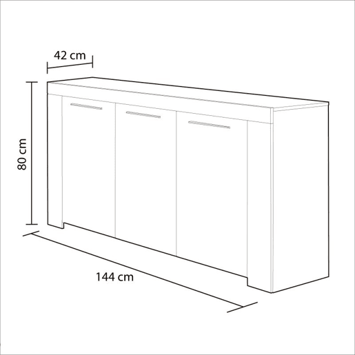 Aparador Ambit Artik White (Branco mate) 144 x 80 x 42cm cm Aparador Ambit Artik White (Branco mate) 144 x 80 x 42cm cm