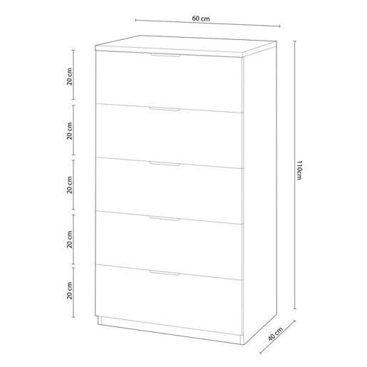 Cómoda Luca Artik White (Branco mate) - Carvalho canadiano 60 x 110 x 40 cm Cómoda Luca Artik White (Branco mate) - Carvalho canadiano 60 x 110 x 40 cm