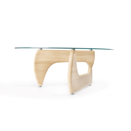 Mesa de centro Leyna Vidro transparente - Madeira clara 110 x 40 x 70cm cm