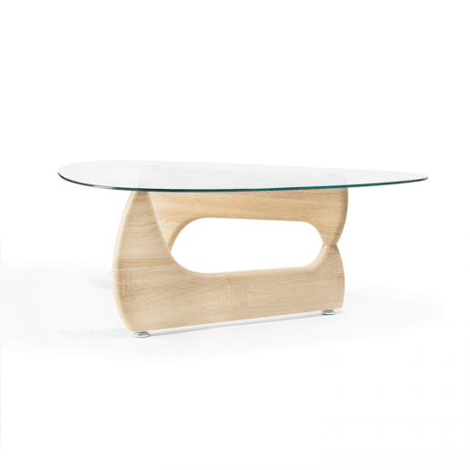 Mesa de centro Leyna Vidro transparente - Madeira clara 110 x 40 x 70cm cm
