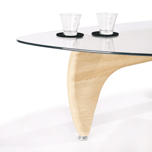 Mesa de centro Leyna Vidro transparente - Madeira clara 110 x 40 x 70cm cm
