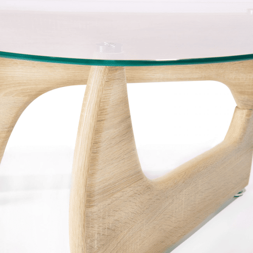 Mesa de centro Leyna Vidro transparente - Madeira clara 110 x 40 x 70cm cm