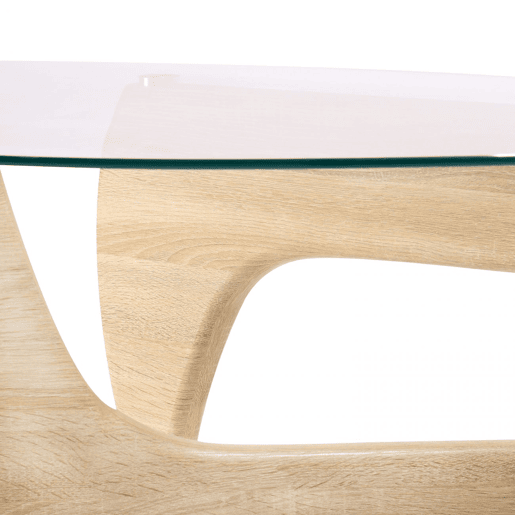 Mesa de centro Leyna Vidro transparente - Madeira clara 110 x 40 x 70cm cm