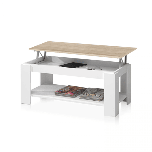 Mesa de centro elevatória Ambit Artik White (Branco mate) - Carvalho canadiano 100 x 43u201354 x 50cm cm Mesa de centro elevatória Ambit Artik White (Branco mate) - Carvalho canadiano 100 x 43u201354 x 50cm cm